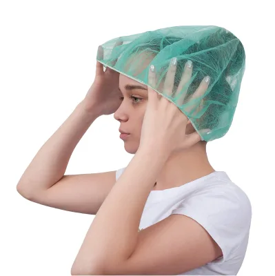 GREEN COLOR Polypropylene Disposable Medical Fluffy Headgear Mesh Cap Non-woven Elastic Surgical Strip Cap