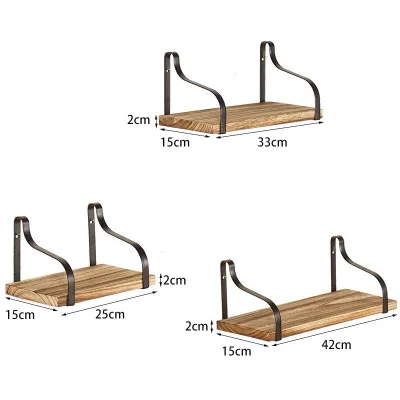 Metal Construction Single Tier Wall Shelf Rustic Bookshelf Partition Multifunction Living Room Bedroom Hanging Flower Pot