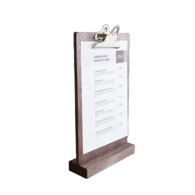 Custom Restaurant Table Top Sign Wood Holder Menu Covers Display Wooden Menu Holder Stand