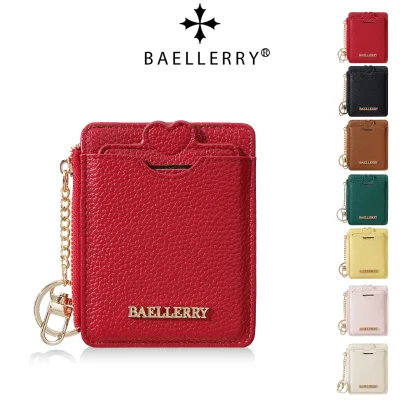 BAELLERY Love Lace Lychee Pattern Card Bag for Women with Keychain Zipper Change Multi Functional Mini ID Card Clip