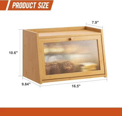 Minimalist Rectangle Bamboo Food Storage Box with Freshness Preservation 3-6L Capacity for Bread