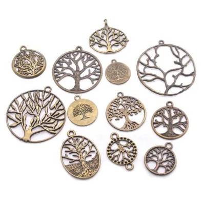 High Quality Bronze Vintage Metal Custom Charm Peace Tree Life Tree Charms for Jewelry Making