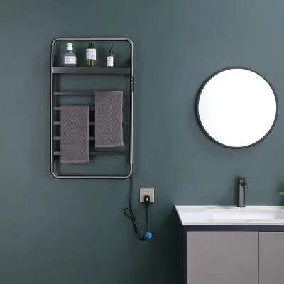 Modern Design Wall Mounted Heated Towel Rails Gun Grey Stainless Steel Vertical Electric Heated Towel Rails Bathroom