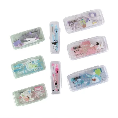 7-Piece Cute Cartoon Students Drawing Compasses Set Multifunctional Metal Exam Writing Tool with Bright Colors