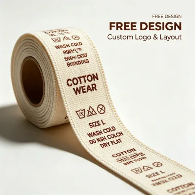 Eco Friendly Recycled Cotton Printed Care Labels Luxury Damask Pattern for Garments Bags Shoes (Roll)