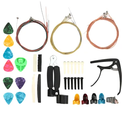 Guitar Accessories Kit Changing Include Strings Capo Celluloid Pick Clip Upper Lower Nut