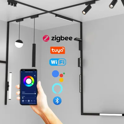 Smart Dimming Magnetic Track Light Rail WIFI Tuya Zigbee Smart Adjustable Led Spot Lighting Dimmable LED Track Lights