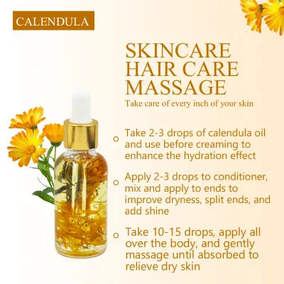 Classic Calendula Petal Oil Long Lasting Fragrance Good Hydration Create Nice Vibe for Family Whole Body Daily Care