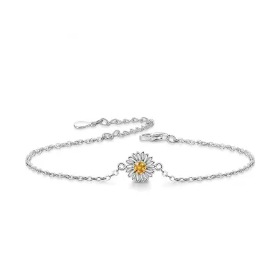 BOYI 2025 Fashion Fine Jewelry S925 Sterling Silver Daisy Flower Bracelet for Women