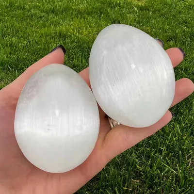 Wholesale Natural Selenite Crystal Egg Polished White Healing Stone Energy Reiki Meditation Spiritual Home Decoration Fashion