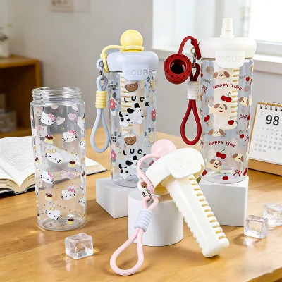 Summer Large Capacity PC Cup Cartoon Float Suck Portable with Lanyard Bubble Custom Wholesale Water Cup