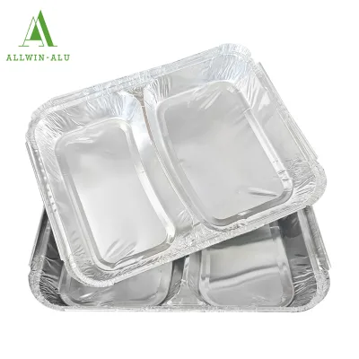 2/3/4 Multi-Compartment To-go Food Packaging Disposable Aluminum Pans with Cardboard Lids