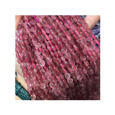 6-8mm Natural Red Strawberry Quartz Gravel Beads Healing Energy Red Strawberry Quartz Irregular Shape Beads