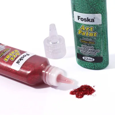 FOSKA Stick to Various Surfaces 7PCS Glitter Craft Glue Non Toxic in Impressive Dazzling Color for Paper Cardboard and Fabric