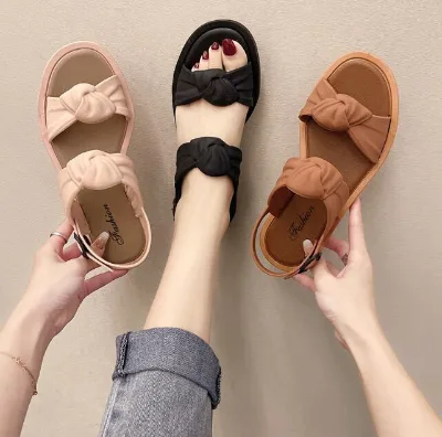 Factory Cheap Price Popular Bow Decoration Ladies Slide Sandal Indoor Outdoor Solid Color Flat Slides Women Slipper