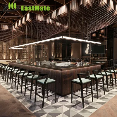 Luxury Durable Hotel Restaurant Dining Outdoor Bar Counter Stool Wooden Frame Padded Seat Premium Fabric Finish Modern Elegant