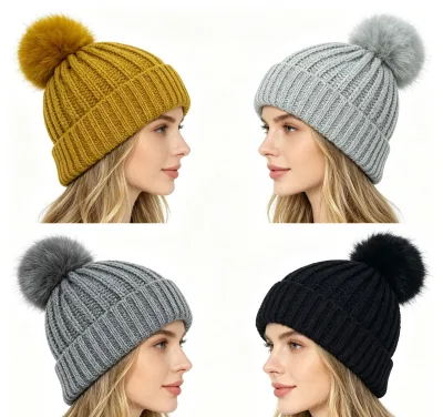 Winter Headwear Ribbed Beanie Knit Cap for Men Women Unisex Warm Daily Wear