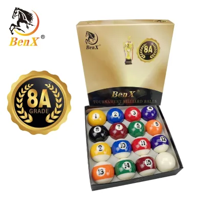 BenX 52.4mm 2-1/16" Pool Ball 8A High Quality Black 8 Complete 16 Balls