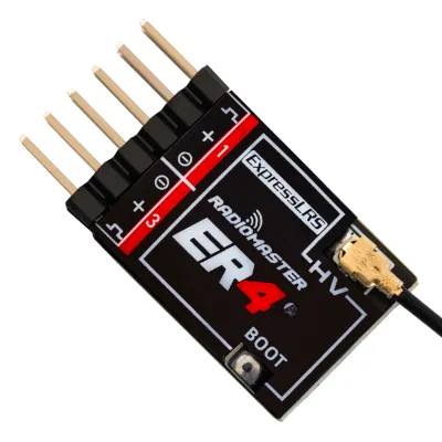 RadioMaster ER4 2.4GHz ExpressLRS PWM Receiver 4CH ELRS RX with Voltage Telemetry for RC Airplane Fixed Wing Car Boat