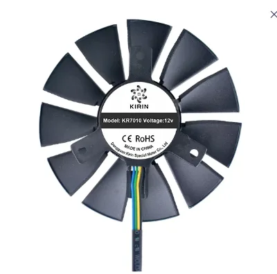 70MM 7010 12V 2500 RPM 15 CFM Frameless Axial Round-Frame DC 12V Cooling Fan