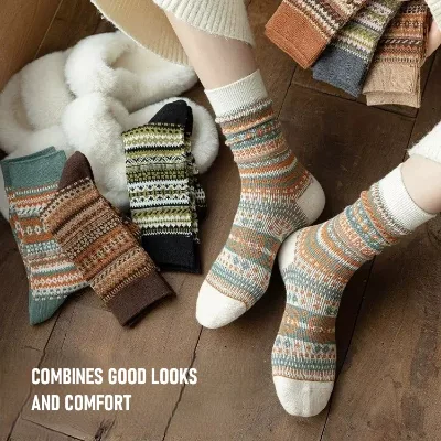 Women's Socks Perfect for Maillard - Style Outfits with Ethnic Patterns Mid - Calf Socks Made of Cotton for Warmth