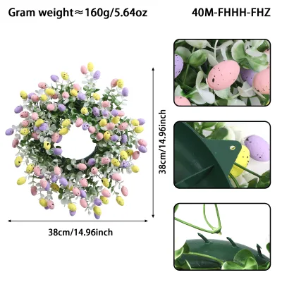 Simulated Easter egg wreath cross-border holiday decoration indoor and outdoor ornaments Easter egg rabbit wreath