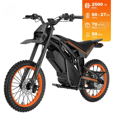 New Long Range 60V 27Ah 2500W Full Size Adult Electric Dirt Bike Road Motorcycle Pit Bike 70km/h Shock Absorption