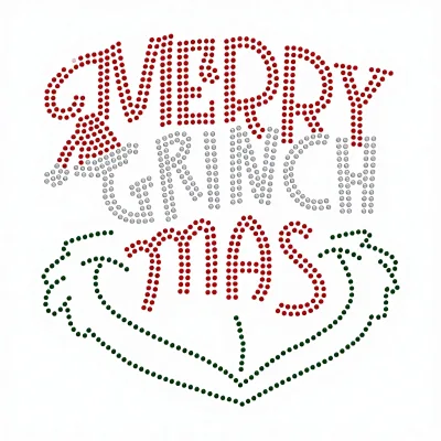 Free Sample Rhinestone Women T Shirt Heat Transfer Merry Christmas Hotfix Rhinestone Transfer for Hoodies Jackets