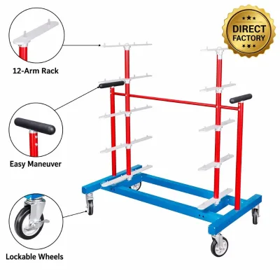 OEM Mobile Starting Block Storage Trolley 12-Arm Equipment Cart with Lockable Wheels for School and Stadiums Direct Manufacturer