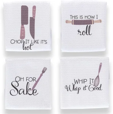 Funny Decorative Dish Towels Waffle Weave Cute Printed Kitchen Towels for Gifts Microfiber Tea Towel