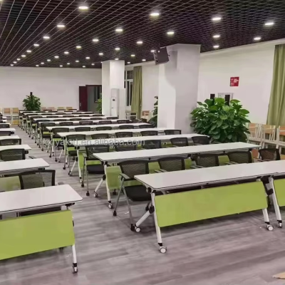 Rectangular Training Table School Desk Chairs College University Students Foldable Removable Wheels Study Table