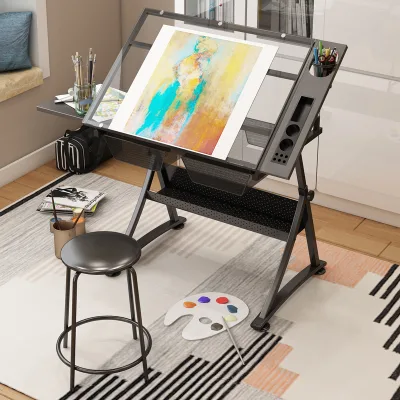 Adjustable Height Foldable Art Drawing Table for Calligraphy Painting Drafting Designer Desk Workbench for Office