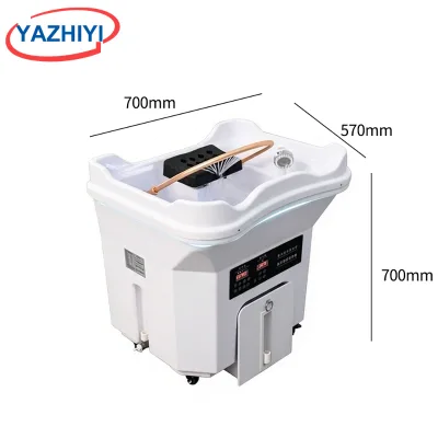 YAZHIYI Mobile Head Spa Shampoo Basin Built-In Water Tank Heater Brass Circulation Pipe Digital Control Salon Washing Cart