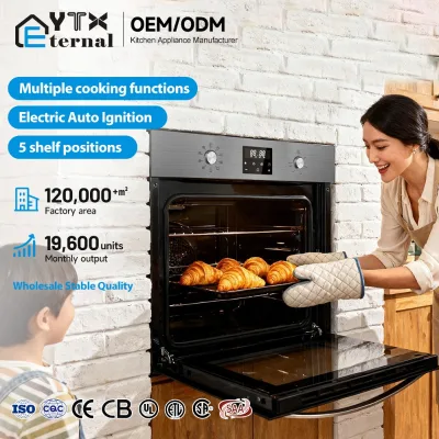 Energy Efficient Home Kitchen Baking 66L 71L 60cm Top Bottom Gas Burners Enamel Cavity Built-in Gas Oven
