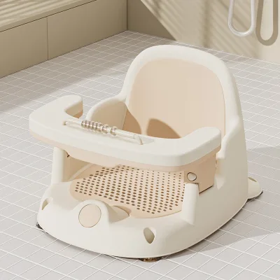 Widened Thickened Plastic Baby Bath Seat Ergonomic Spine Support Safe Non-Slip 0-12 Months Shower Sitting Chair for Home Bathing