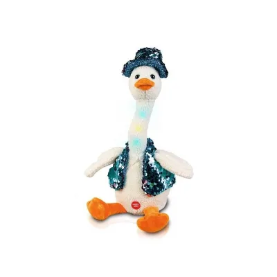 Newest Electric Stuffed Talking Voice Repeating Plush Recorder Doll Funny Rock Dancing Duck Plush Toy for Kids Christmas Present