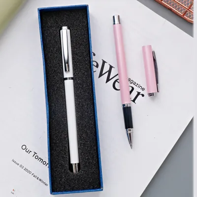 Promotional Gift Pen Set Advertising Customized High Quality Premium Personalized White Metal Gel Pen with Gift Box