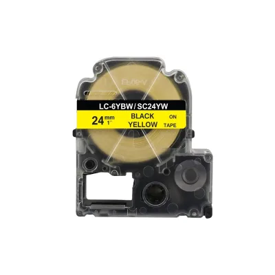 Good Quality LC-6YBW/SC24YW Width 24mm X Length 8m Black on Yellow Label Tape Suitable for LW-400