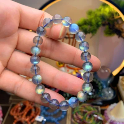 Gray Moonstone Bracelet Wholesale Natural Grey Moonstone Natural Stone Polishing Moonstone Gemstone Bracelets
