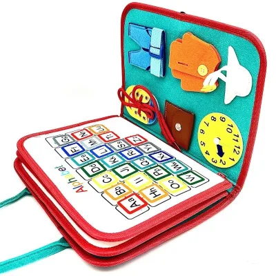 Busy Board for Toddlers 1-4 Busy Board Montessori Toys for Toddlers for Kids Blue 8 Pages