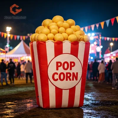 Red and White Inflatable Popcorn Prop for Carnival Events