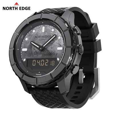 NORTH EDGE 2026 THARSIS Men's Carbon Fiber Watch 50M Waterproof Sports Outdoor Hiking Altimeter Barometer Compass Luminous Dial