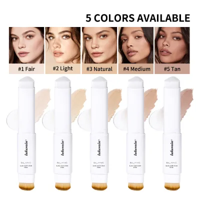 Organic Vegan  Full Coverage Waterproof Private Label Matte 2 in 1 Color Changing Foundation Makeup Stick with Brush