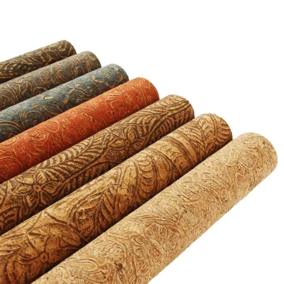 INFOCORK Cork Factory Direct - Luxury 3D Embossed Vegan Natural Cork Synthetic Faux PU Leather for Cork Bags | Eco-Friendly