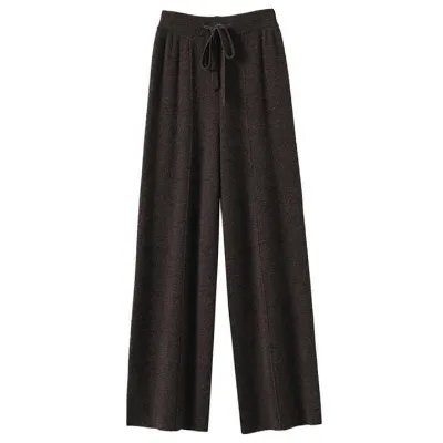 Cashmere Wide Leg Pants for Women, High Waisted and Flannel Casual Pants With a Hanging Feel, Woolen Straight Leg Pants