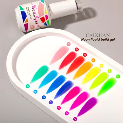 Factory Supply Neon Liquid Build Gel 14 Colors Building Neon Gel Nail Polish