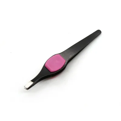 Wholesale Private Label Custom Professional Black Slanted Pointed Tip Good Eyebrow Tweezer