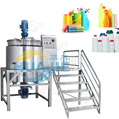 HUAJIE Stainless Steel Mixing Tank With Heating Function Caustic Soda Chemical Mixing Tank Skin Foundation Mixing Machine