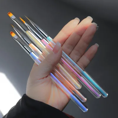 High Quality Nail Drawing Pen Line Pen Aurora Crystal Acrylic Handle Nail Art Brush