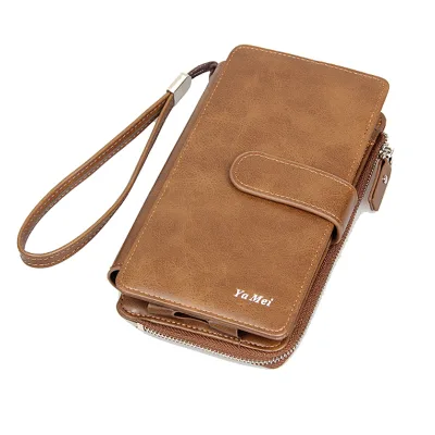 Promotional Gifts Custom Long Pu Leather Purse Oem Men's Wallet Phone Wallet Men Daily Card Holder Rfid Money Clip Zipper Button